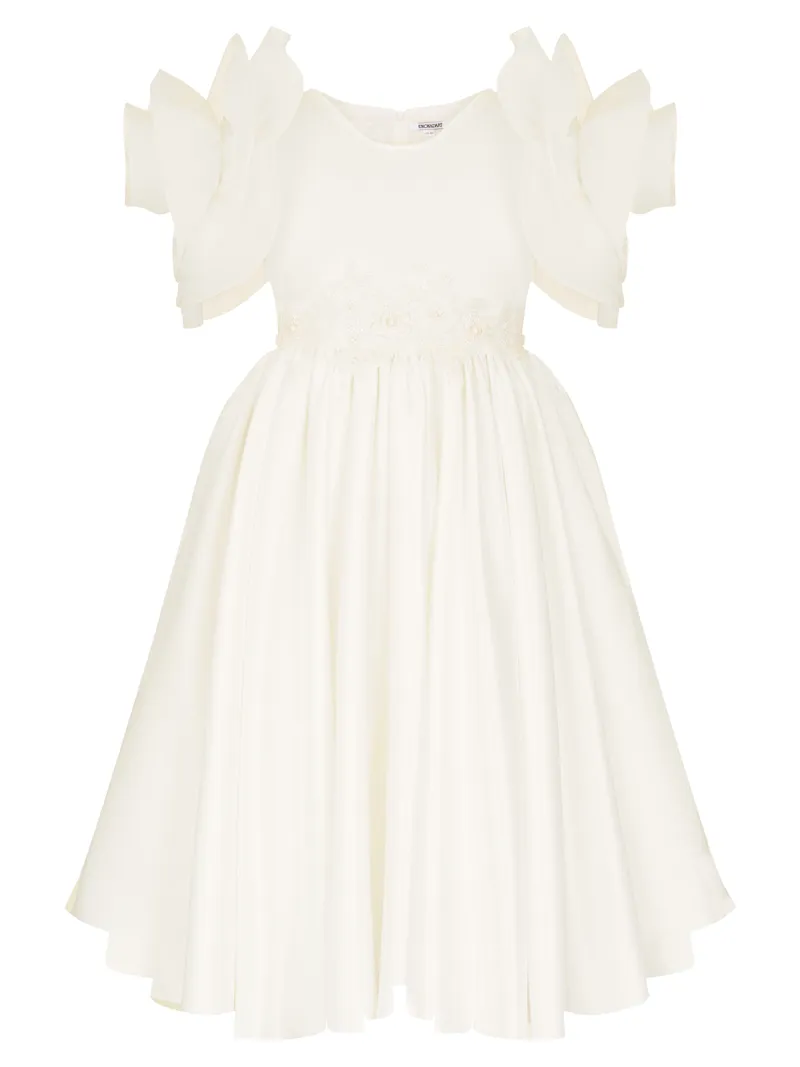 ШЕДЕВР! Нарядное белое платье UNONAD'ART с драматичными пышными рукавами и кружевной отделкой. Дизайнерское качество!