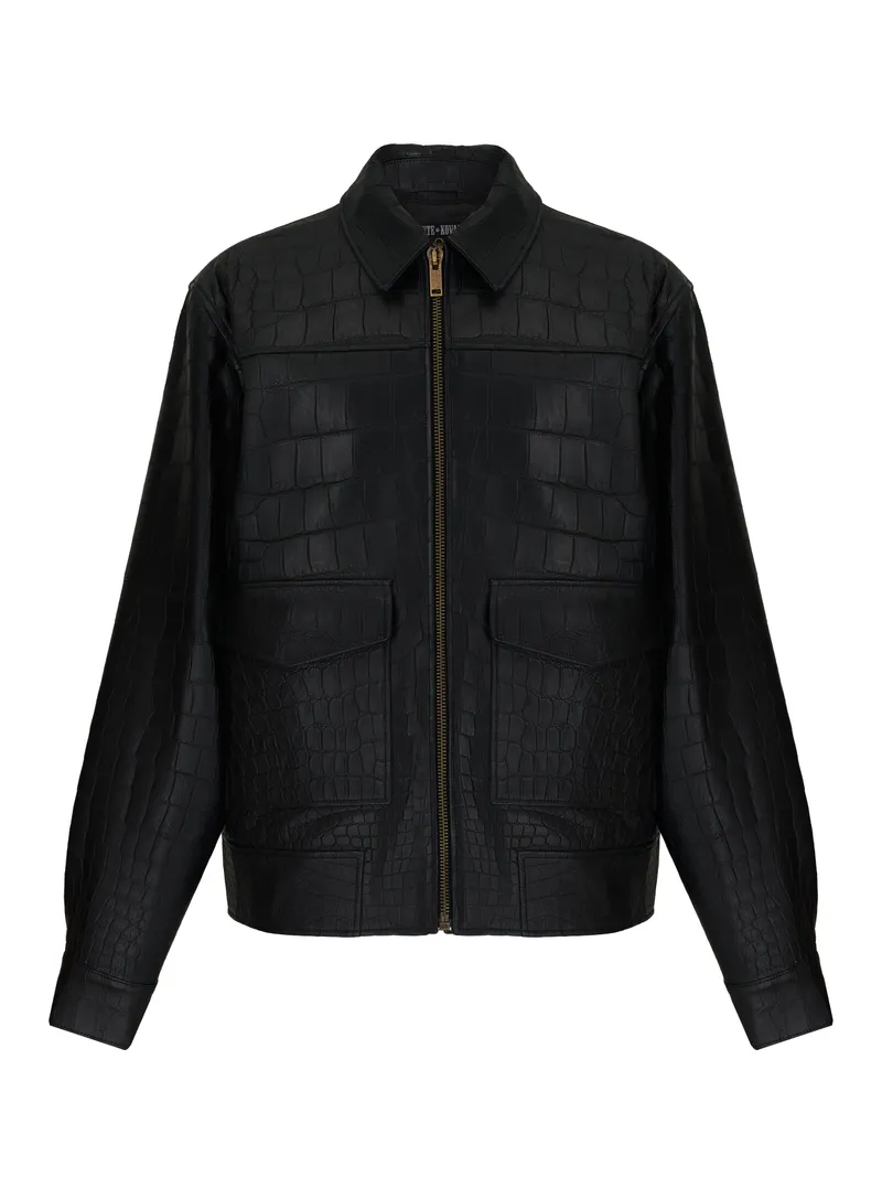 P&P куртка из кожи с крокодиловым тиснением и золотой молнией. ШЕДЕВР — текстура кожи видна до последней чешуйки. Hero-level.