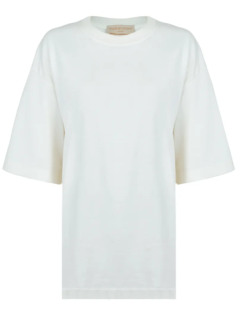 Белая оверсайз футболка Dress By Stesha. Чистый минималистичный крой, базовая вещь.